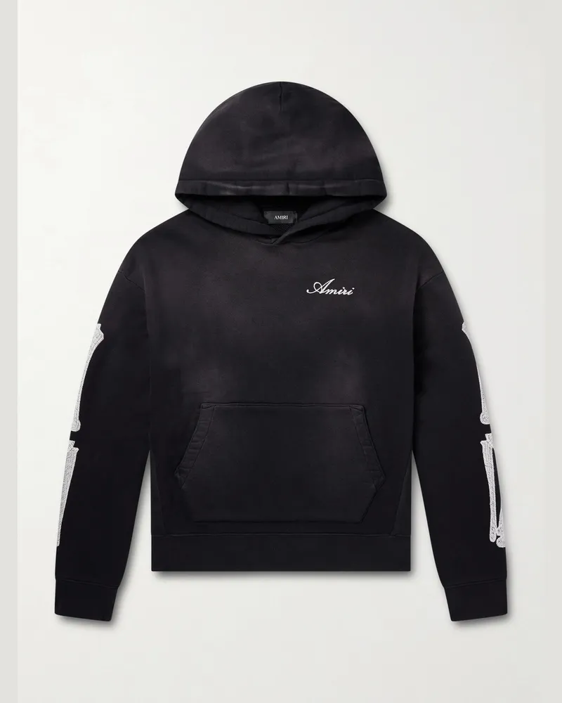 Amiri Bones Hoodie aus Baumwoll-Jersey mit Logostickerei Schwarz