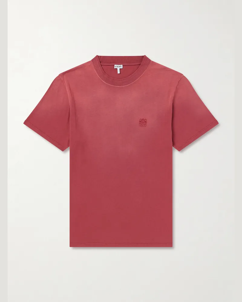Loewe Anagram-Embroidered Cotton-Jersey T-Shirt Red