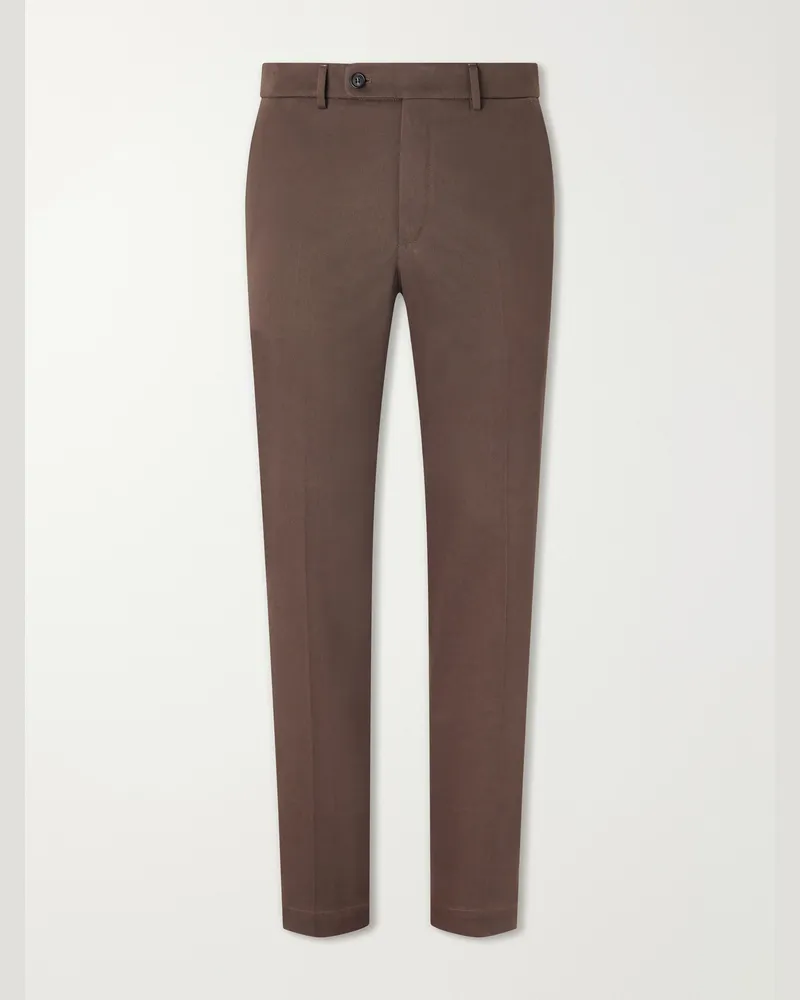 Slowear Straight-Leg Stretch-Cotton Gabardine Trousers Brown