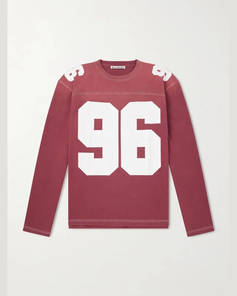 Acne Studios Exfold Printed Cotton-Jersey T-Shirt Red