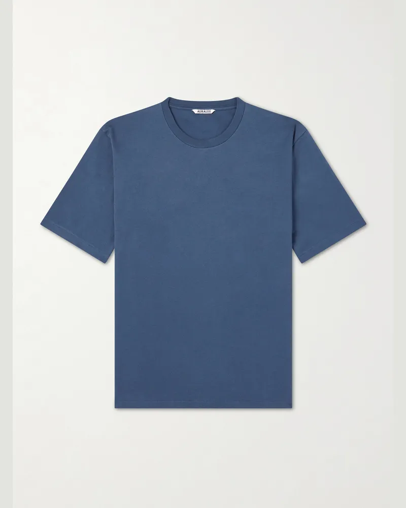 AURALEE Luster Cotton-Jersey T-Shirt Blue