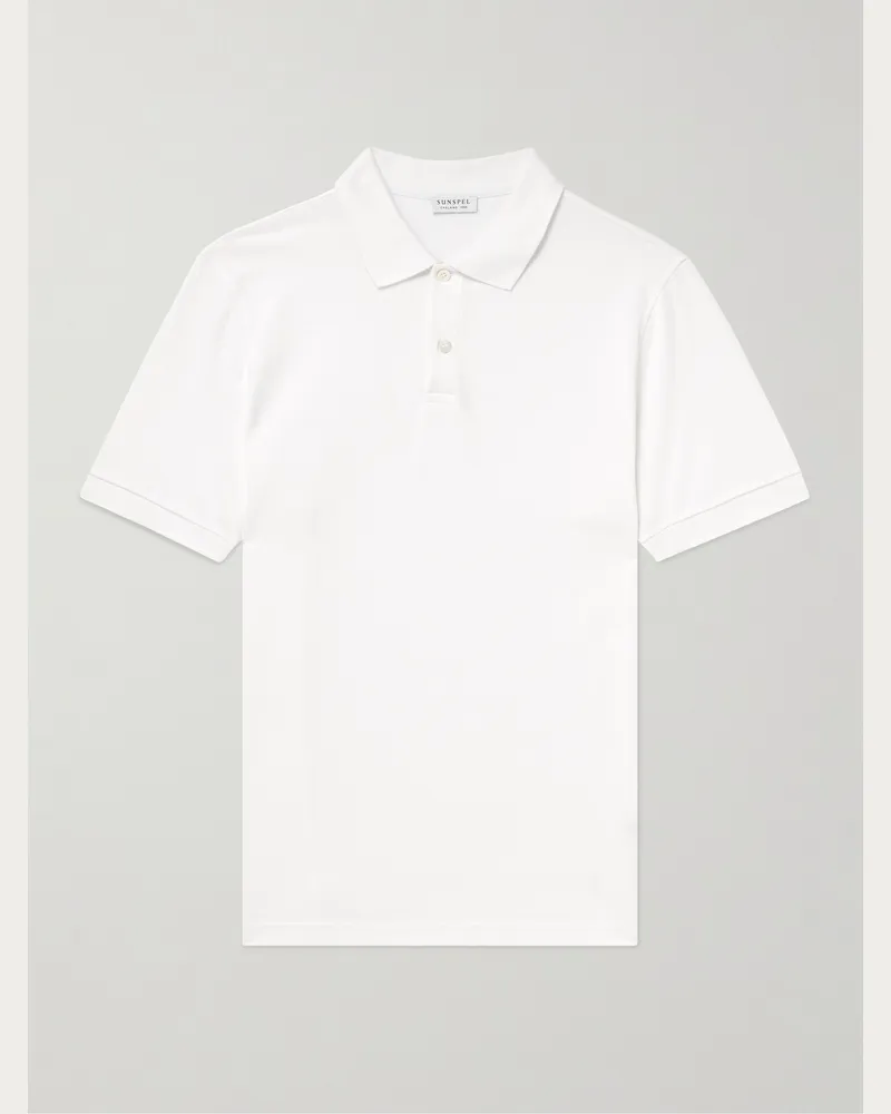 Sunspel Cotton-Piqué Polo Shirt White