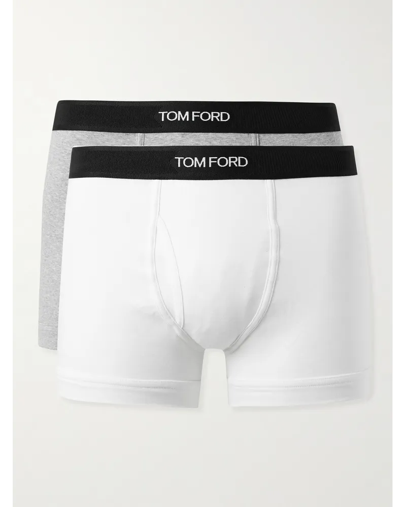 Tom Ford Set aus zwei Retropants aus Stretch-Baumwoll-Jersey Weiß