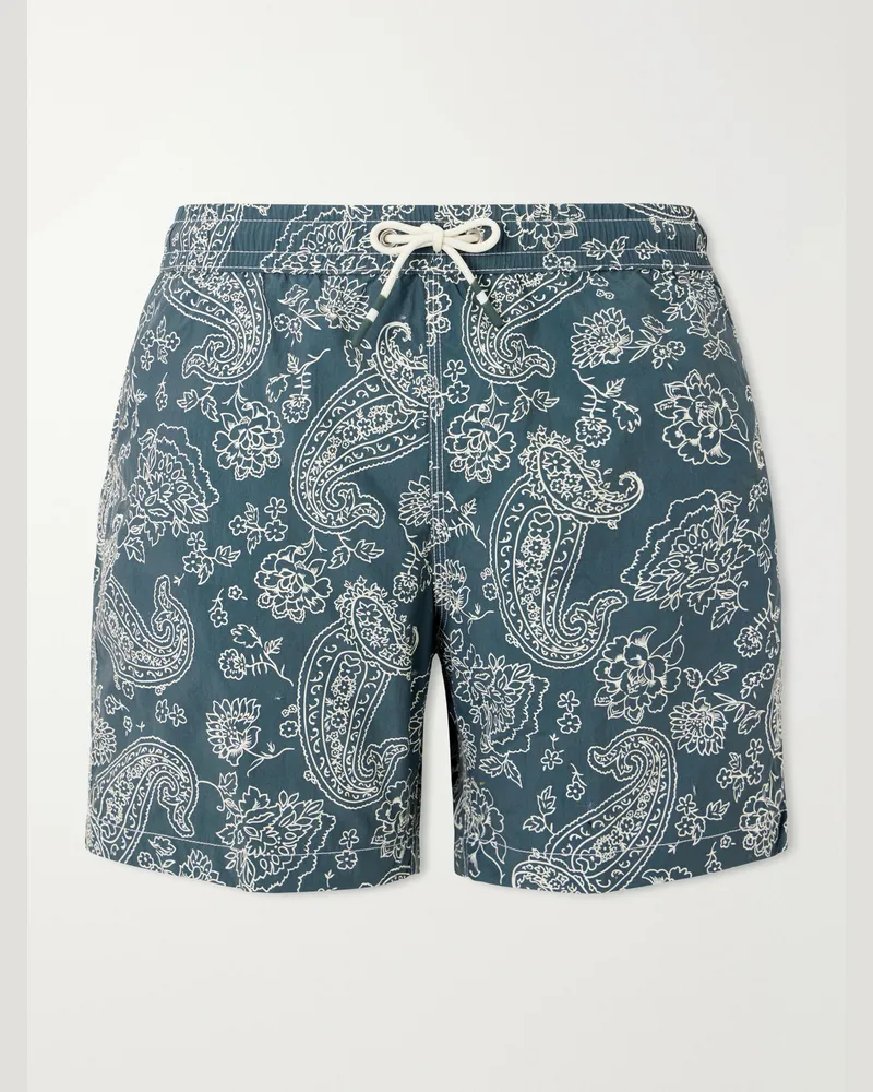 Hartford Straight-Leg Mid-Length Printed Swim Shorts Green