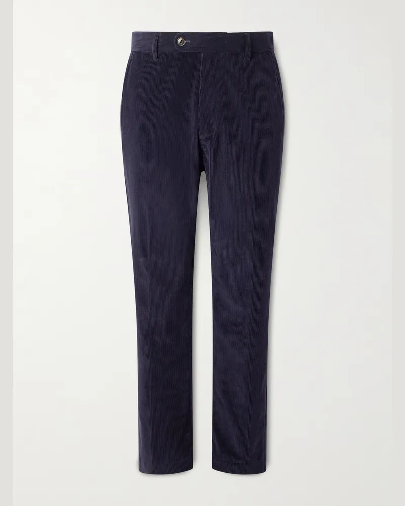 Umit Benan Tony Tapered Cotton and Cashmere-Blend Corduroy Trousers Blue