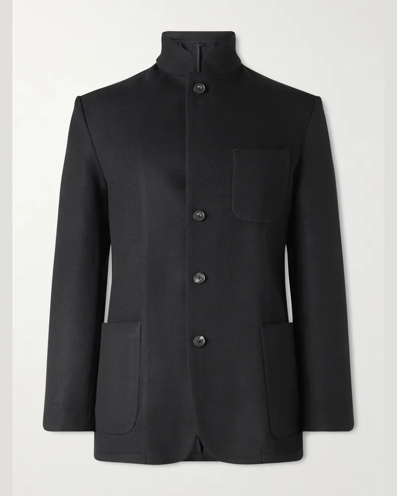 SAMAN AMEL Nehru Jacke aus Wolle Schwarz