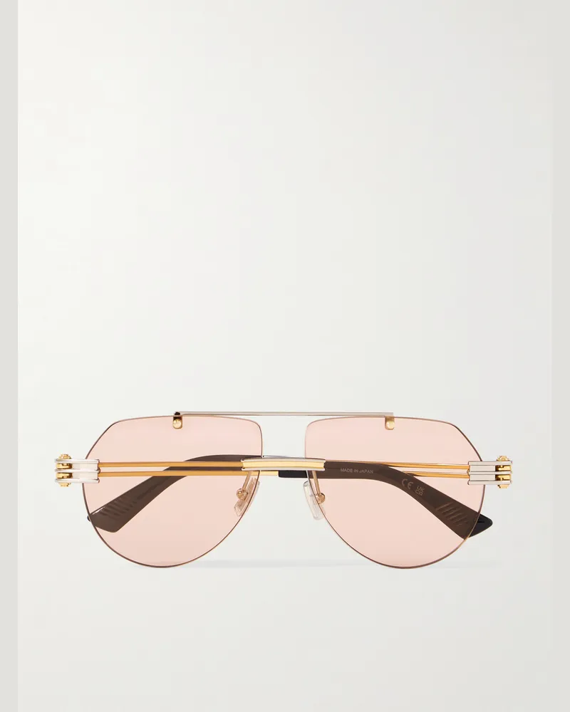 Bottega Veneta Aviator-Style Gold- and Silver-Tone Sunglasses Silver
