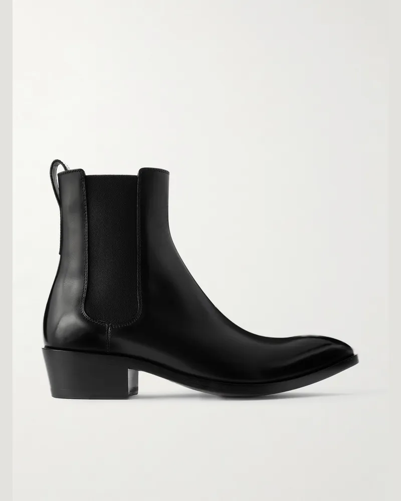 Tom Ford Dagger Leather Chelsea Boots Black