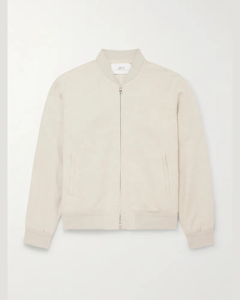 MR P. Linen and Cotton-Blend Bomber Jacket Neutrals