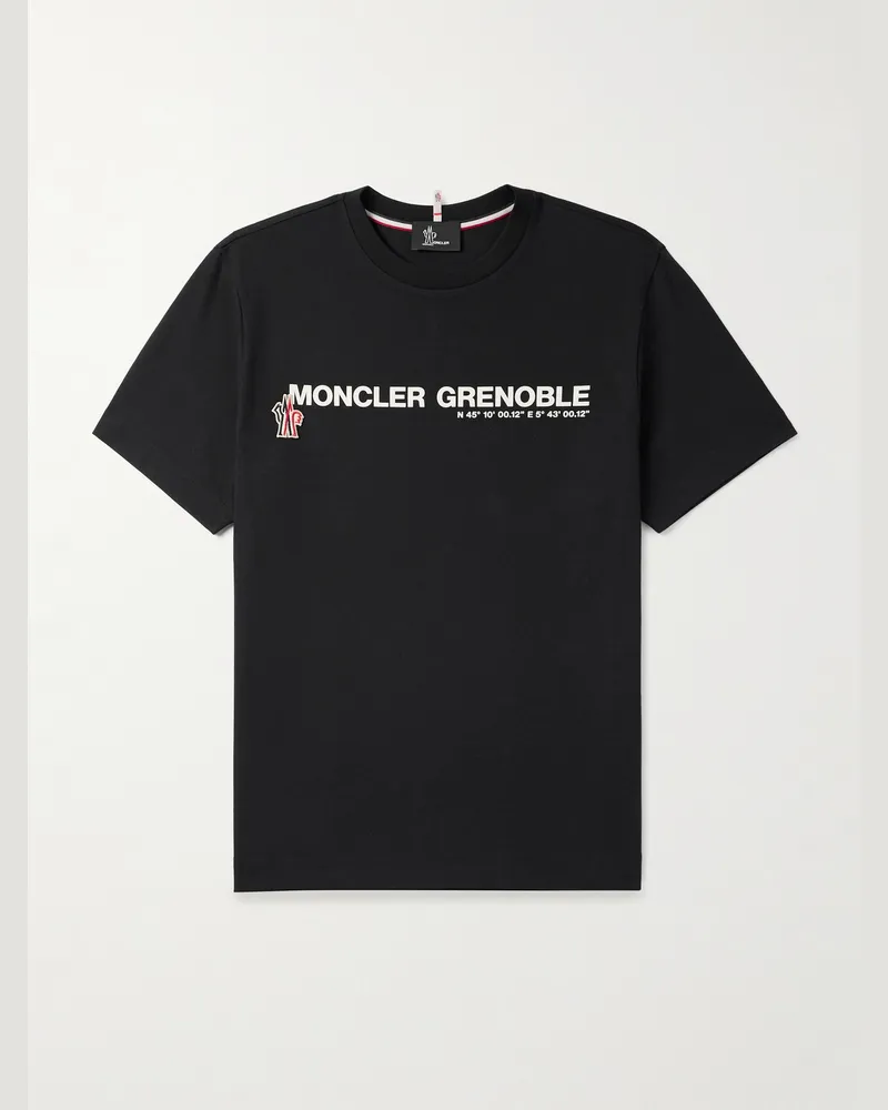 Moncler Day-Namic Logo-Appliquéd Stretch-Cotton Jersey T-Shirt Black
