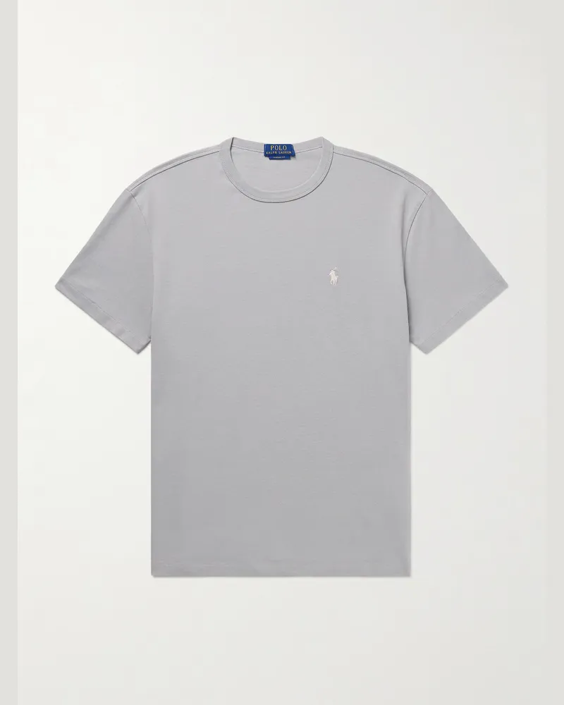 Ralph Lauren T-Shirt aus Baumwoll-Jersey mit Logostickerei Grau