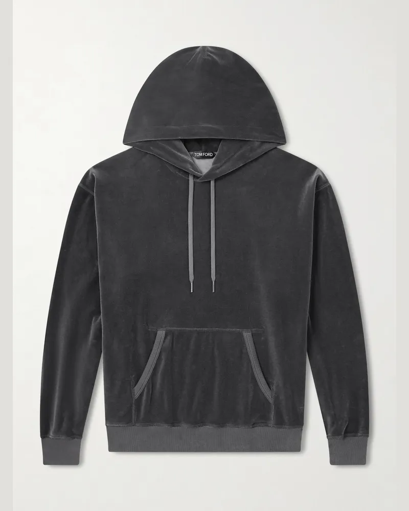 Tom Ford Cotton-Blend Velour Hoodie Gray