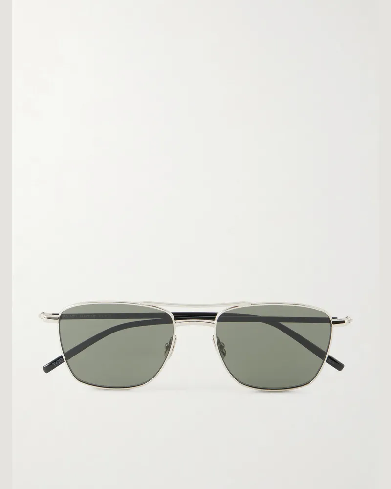 Saint Laurent Aviator-Style Silver-Tone Sunglasses Silver