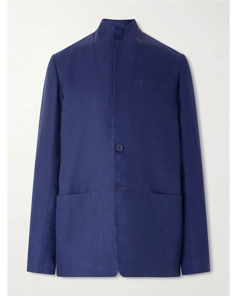 SEASE Ellen Linen and Cotton-Blend Blazer Blue