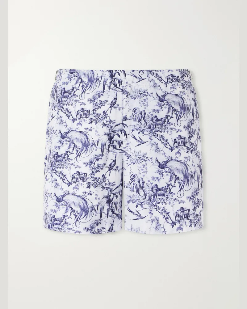 Orlebar Brown Bulldog Passetto Straight-Leg Mid-Length Printed Swim Shorts Blue