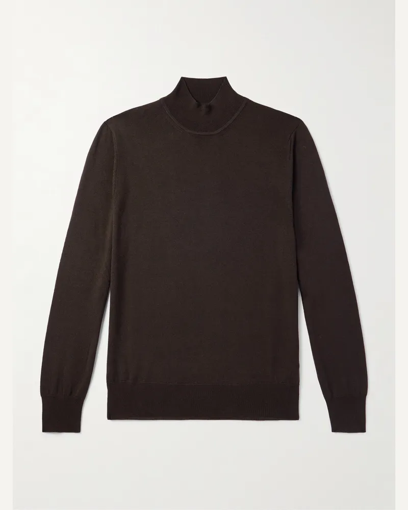 MR P. Merino Wool Mock-Neck Sweater Brown