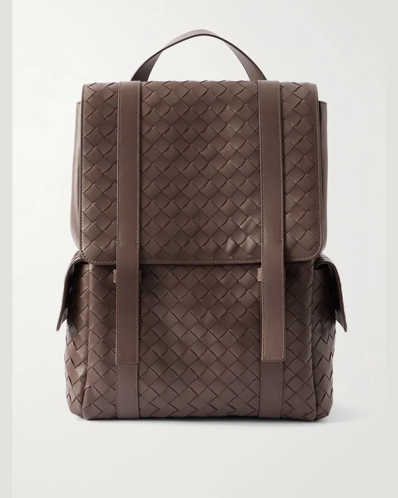 Bottega Veneta Rucksack aus Intrecciato-Leder Braun