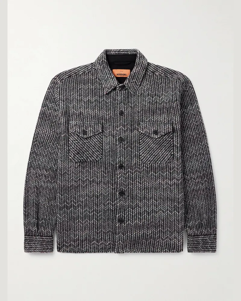 Missoni Gestreifte Hemdjacke aus Jacquard aus einer Wollmischung Grau