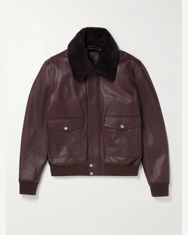 MR P. Blouson aus vollnarbigem Leder mit Shearling-Besatz Lila