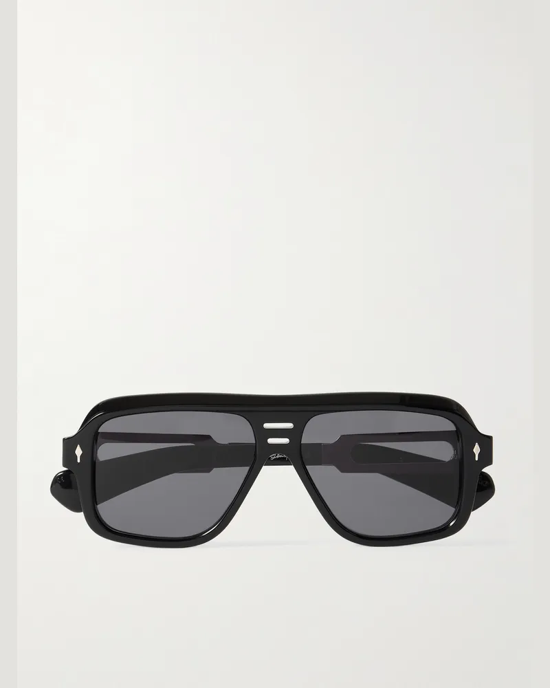 Jacques Marie Mage Glenn Gould Fugue Pilotensonnenbrille aus Azetat mit silberfarbenen Details Schwarz
