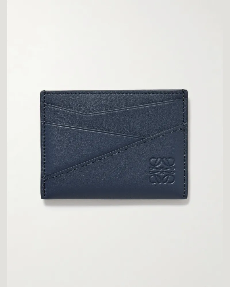 Loewe Puzzle Kartenetui aus Leder mit Logoprägung Blau