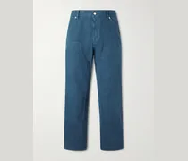 Straight-Leg Cotton-Canvas Trousers
