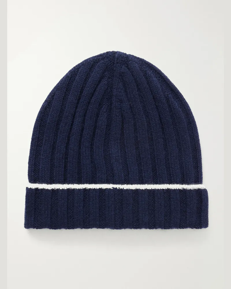 Brunello Cucinelli Ribbed Cashmere Beanie Blue