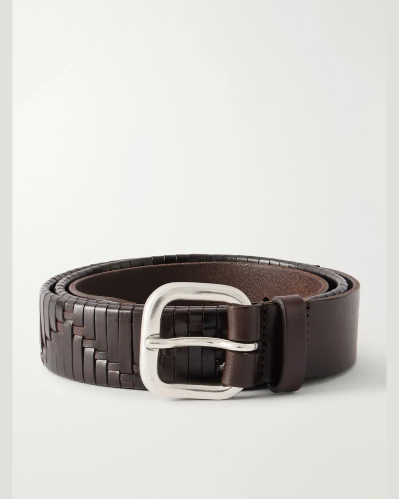 Anderson's 3cm Woven Leather Belt Brown