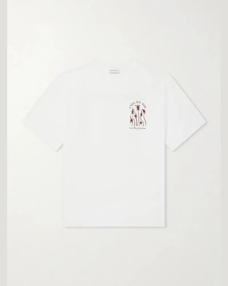 Frescobol Carioca Dinis Printed Cotton-Jersey T-Shirt White