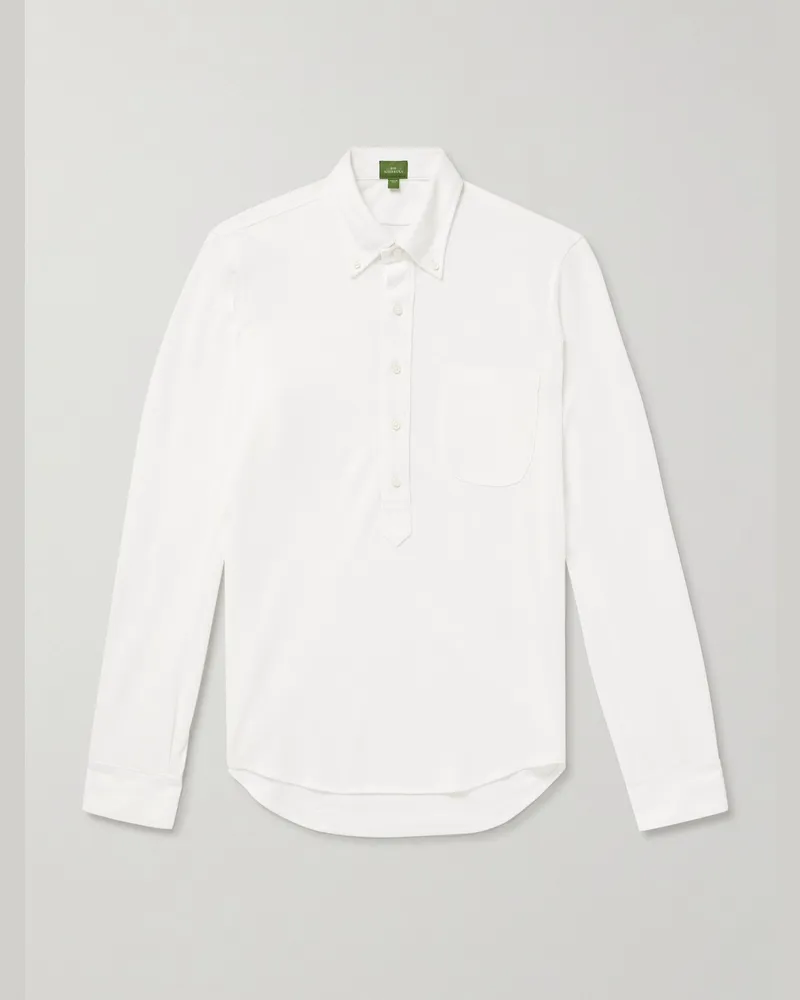 Sid Mashburn Hemd aus Pima-Baumwoll-Piqué mit kurzer Knopfleiste und Button-Down-Kragen Weiß