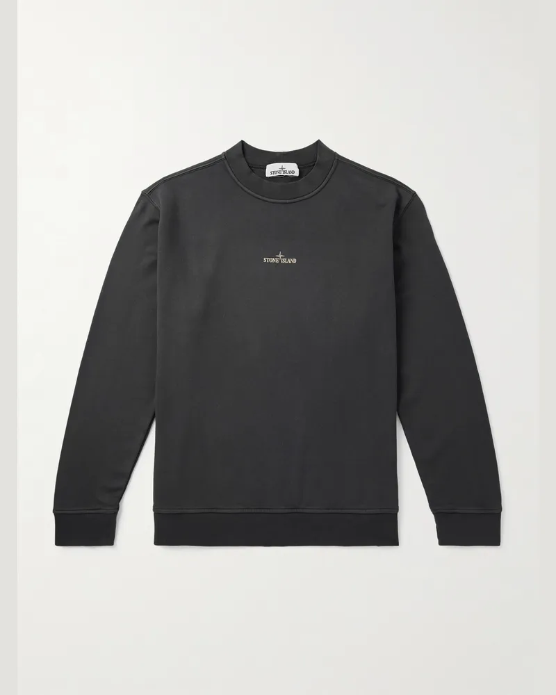 Stone Island Sweatshirt aus Baumwoll-Jersey mit Logoprint Grau