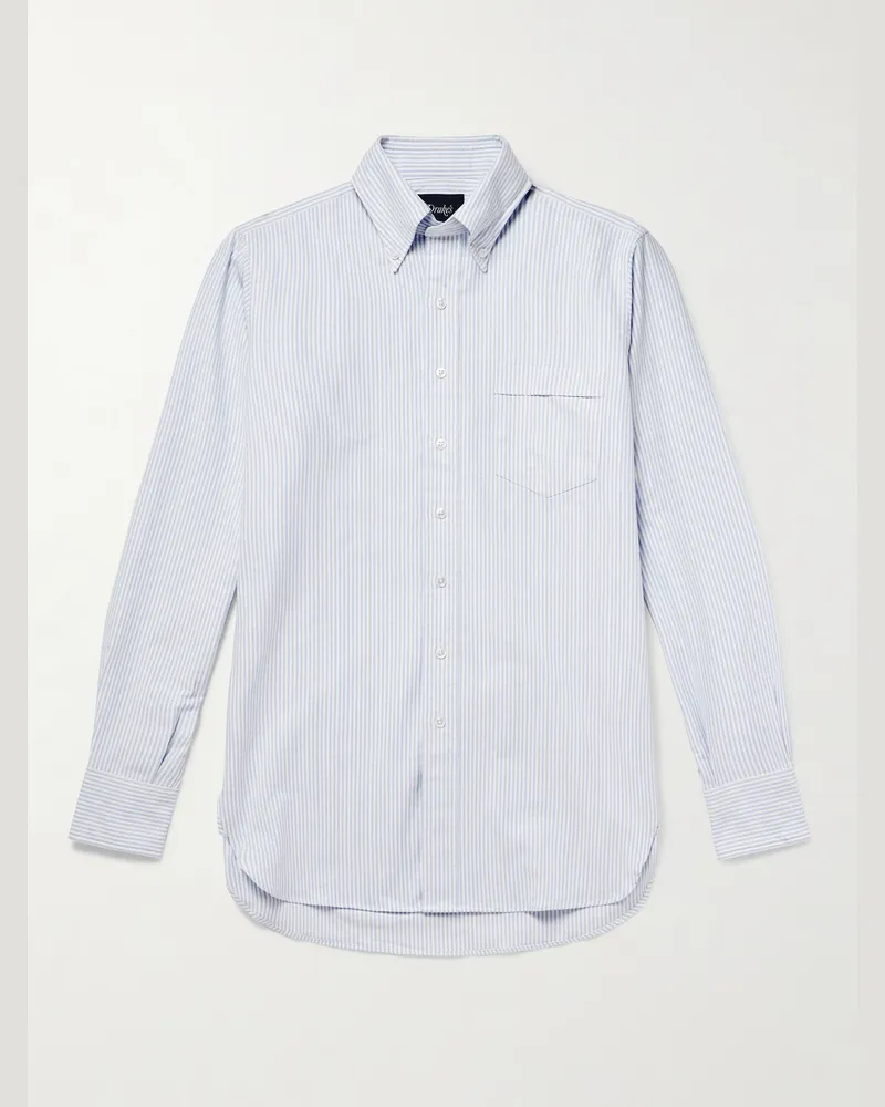 Drake's Hemd aus gestreiftem Baumwoll-Oxford mit Button-Down-Kragen Blau