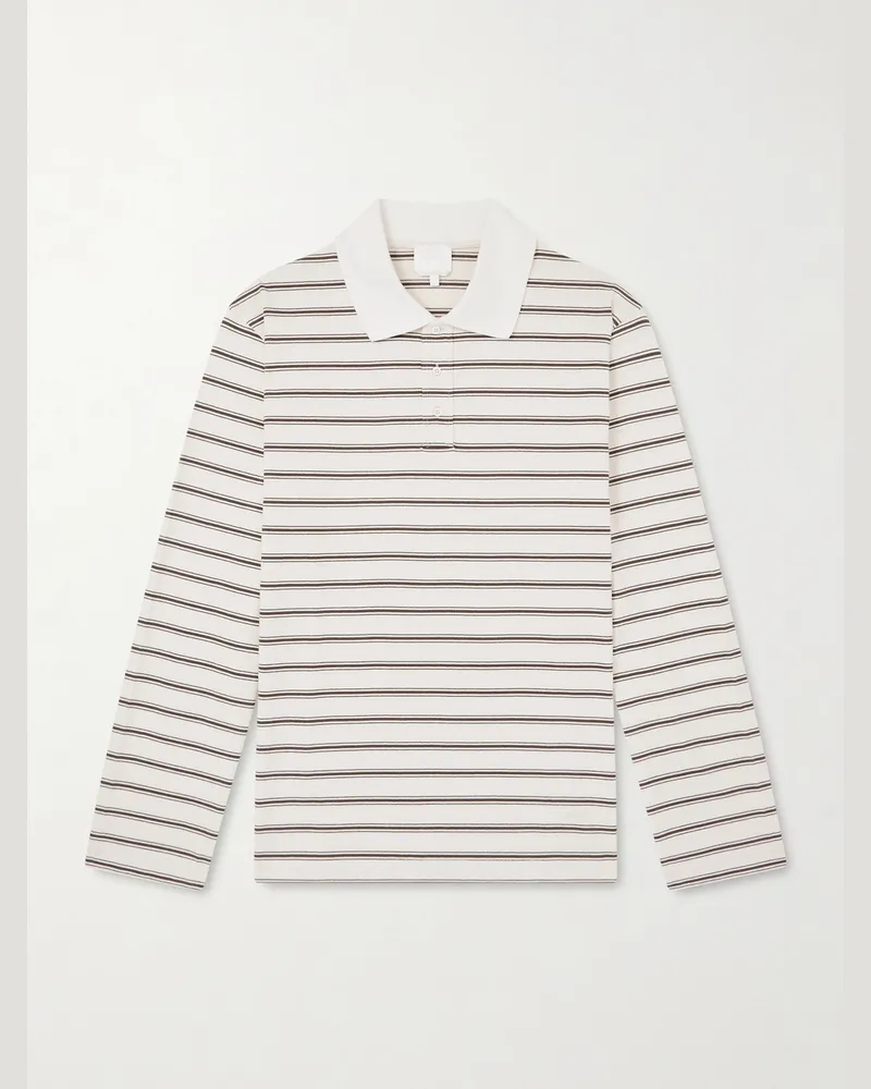 A.P.C. Striped Organic Cotton-Jersey Polo Shirt Neutrals