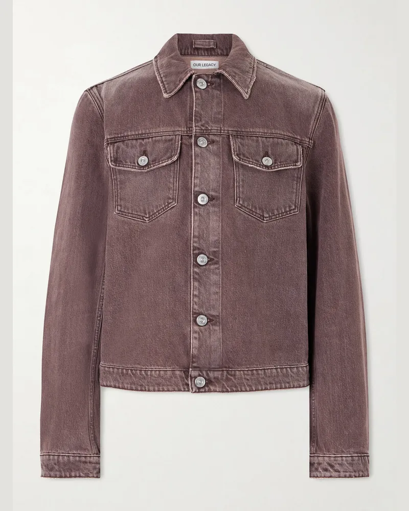 Our Legacy Origin Distressed Denim Jacket Brown