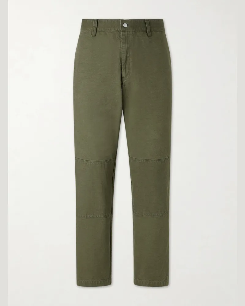 Neighborhood Straight-Leg Double-Knee Cotton-Canvas Trousers Green