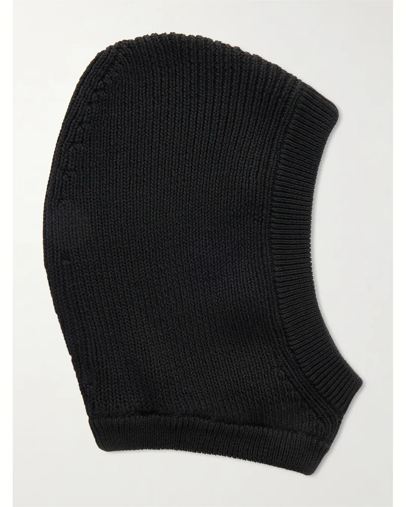 Rick Owens Balaklava aus Baumwolle in Rippstrick Schwarz