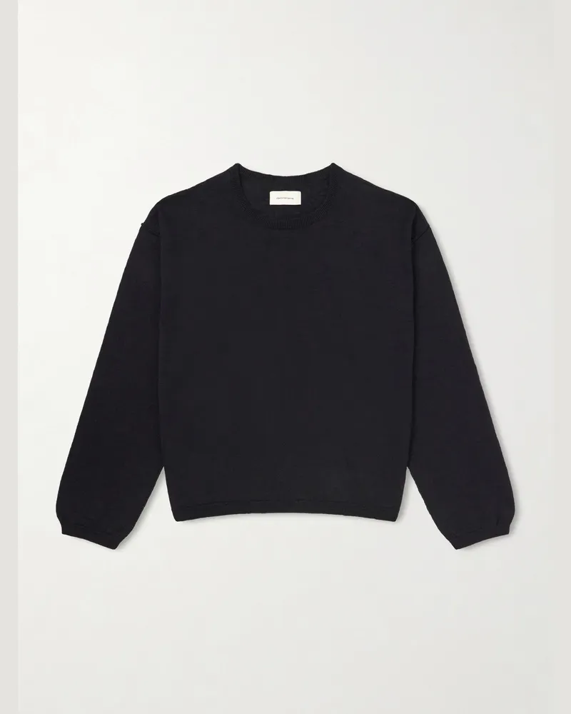 Mfpen Companion Cropped Cotton and Linen-Blend Sweater Black
