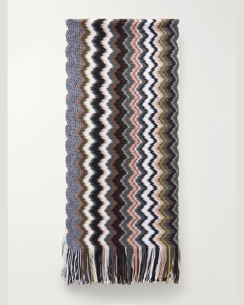 Missoni Striped Crochet-Knit Wool-Blend Scarf Multi