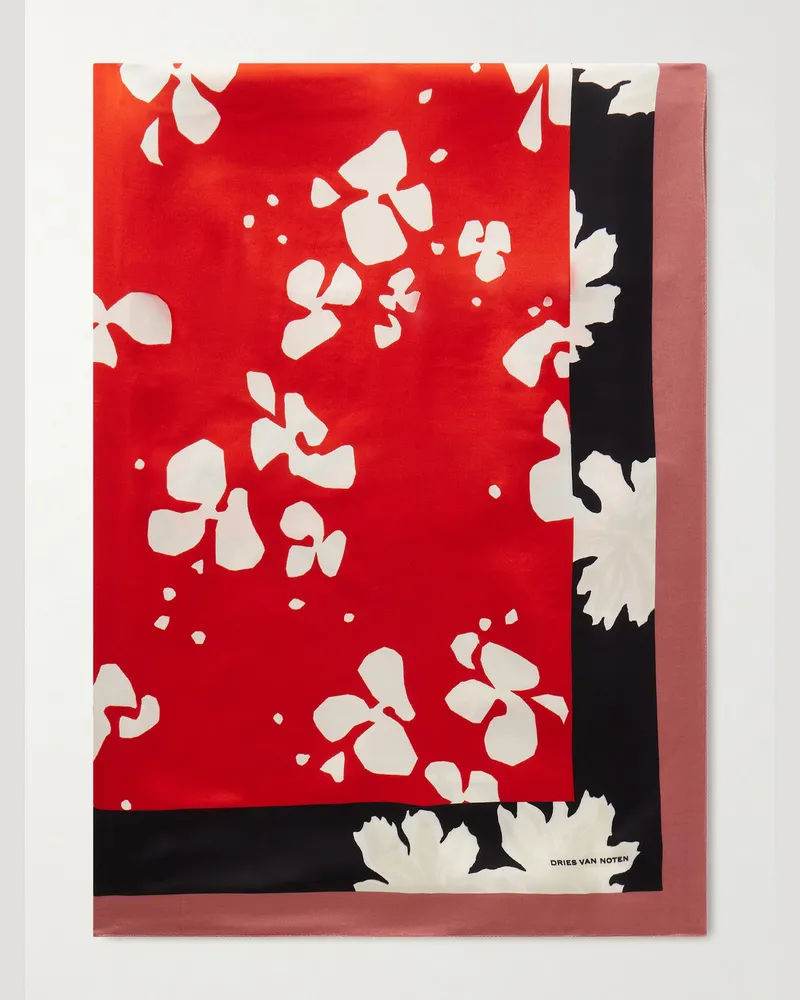 Dries van Noten Floral-Print Satin Scarf Multi