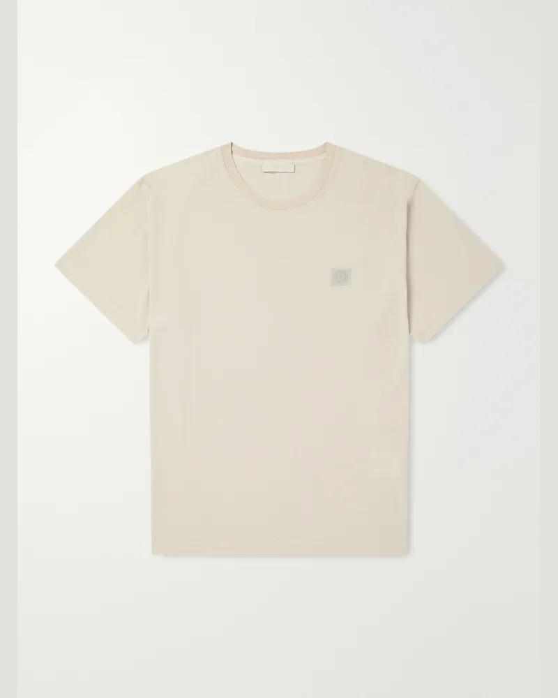Stone Island GHOST Logo-Appliquéd Garment-Dyed Cotton-Jersey T-Shirt Neutrals