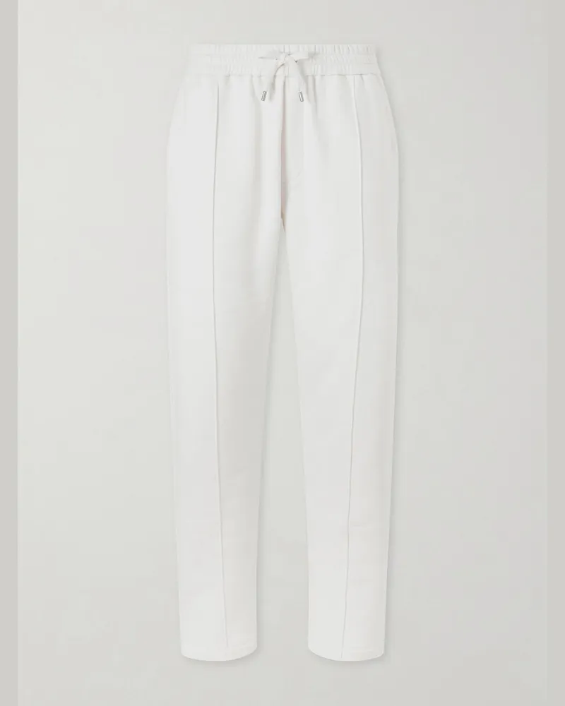 Ralph Lauren Wimbledon Straight-Leg Embroidered Cotton and Cashmere-Blend Sweatpants White