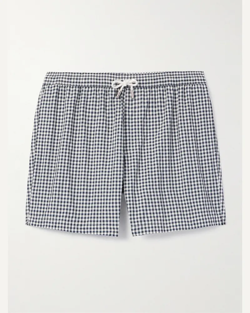 MR P. Badeshorts aus Seersucker mit Gingham-Karo Blau