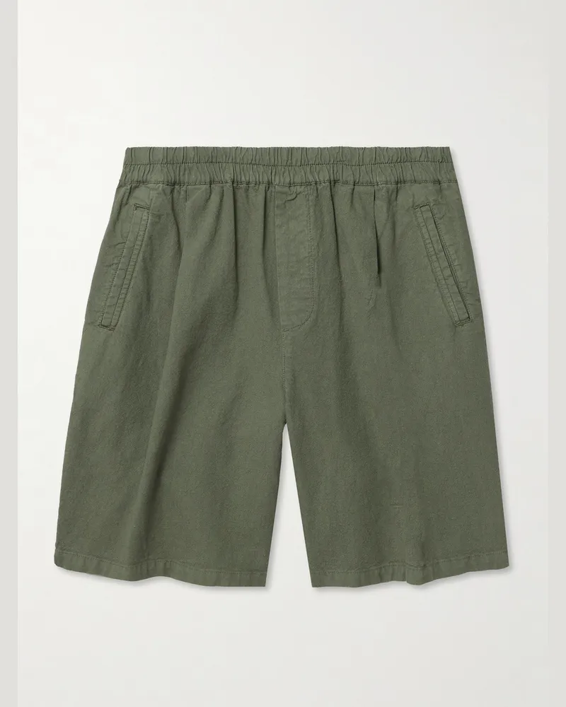 Folk Assembly Wide-Leg Cotton-Blend Shorts Green