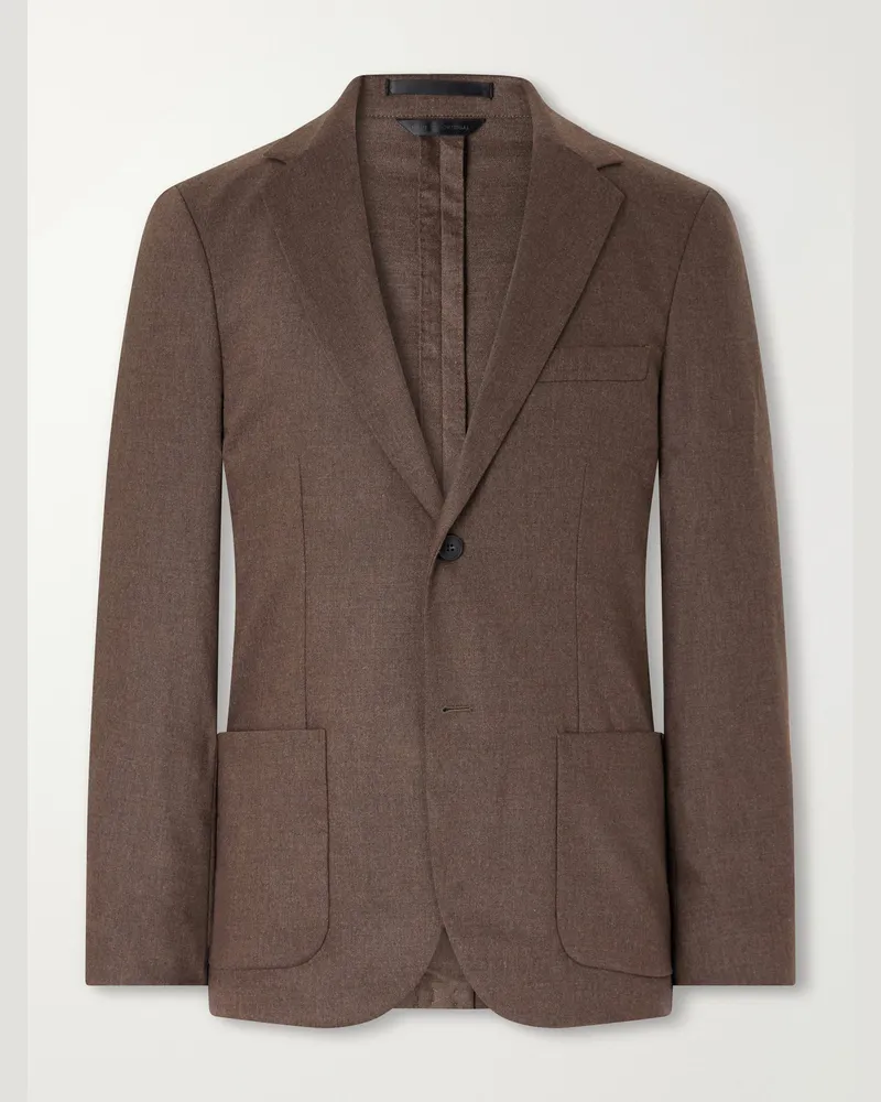 Sunspel Wool and Cashmere-Blend Flannel Suit Jacket Brown