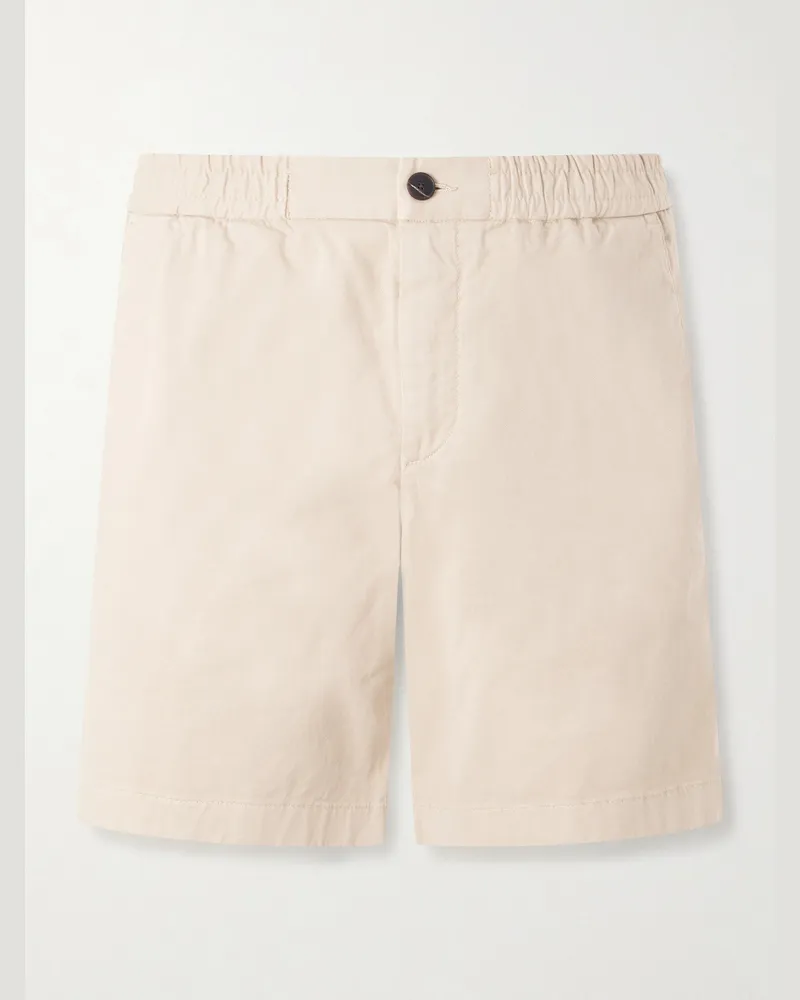 MR P. Straight-Leg Garment-Dyed Organic Cotton-Blend Twill Shorts Neutrals