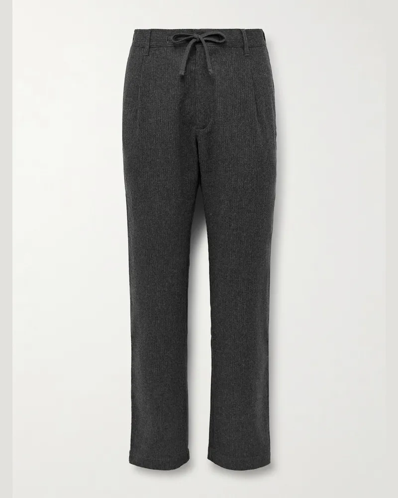 Hartford Tanker Straight-Leg Wool-Blend Drawstring Trousers Gray