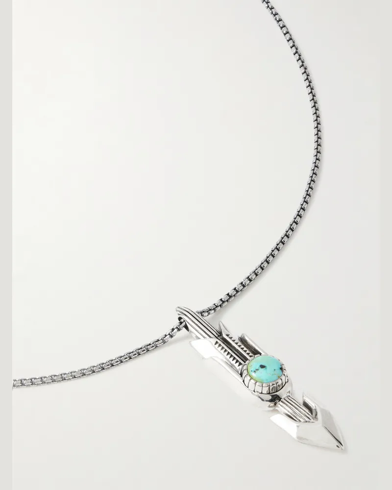 Jacques Marie Mage Natrona Anhängerkette aus Sterlingsilber mit Apache-Blue-Türkis Silber