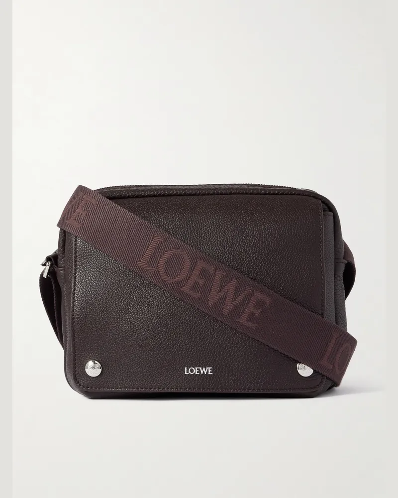 Loewe Pebble XS Umhängetasche aus vollnarbigem Leder Burgunder