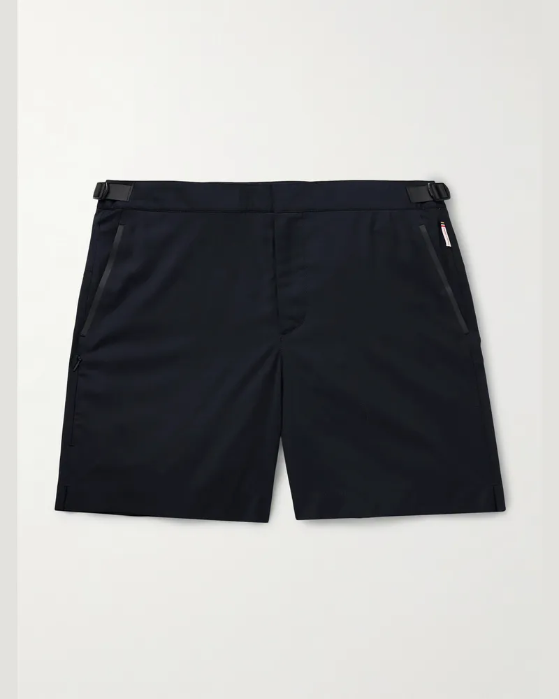 Orlebar Brown Bulldog gerade geschnittene mittellange Badeshorts mit gebondeten Nähten Blau