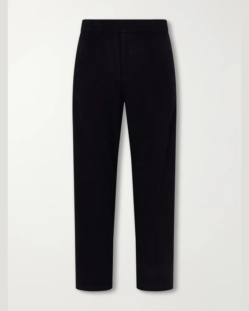 James Perse Straight-Leg Cotton-Blend Felt Suit Trousers Black